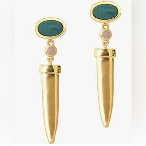 Midi drop earrings - turquoise + gold